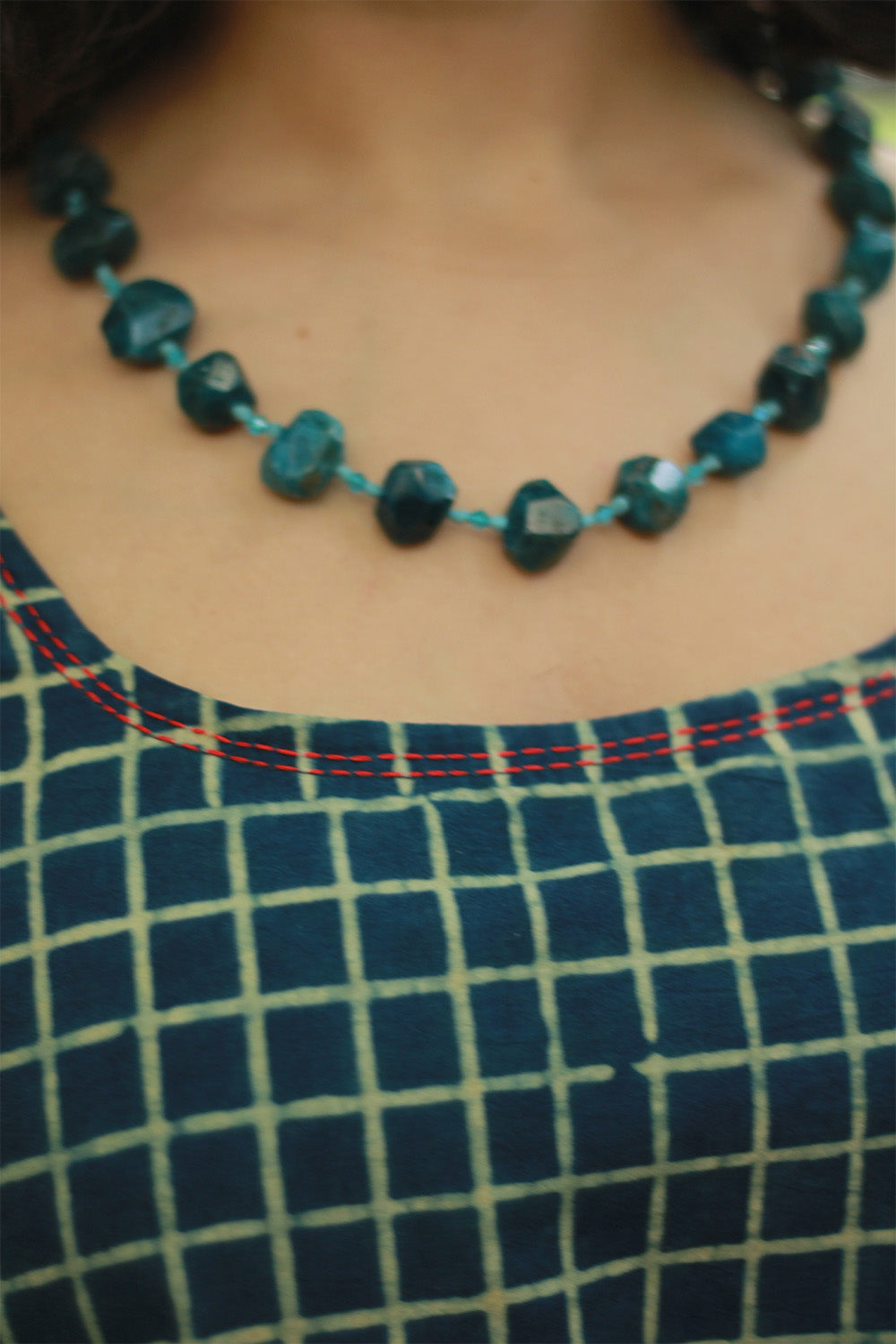 Abhira | Long Kurta | Sea Green Ajrakh
