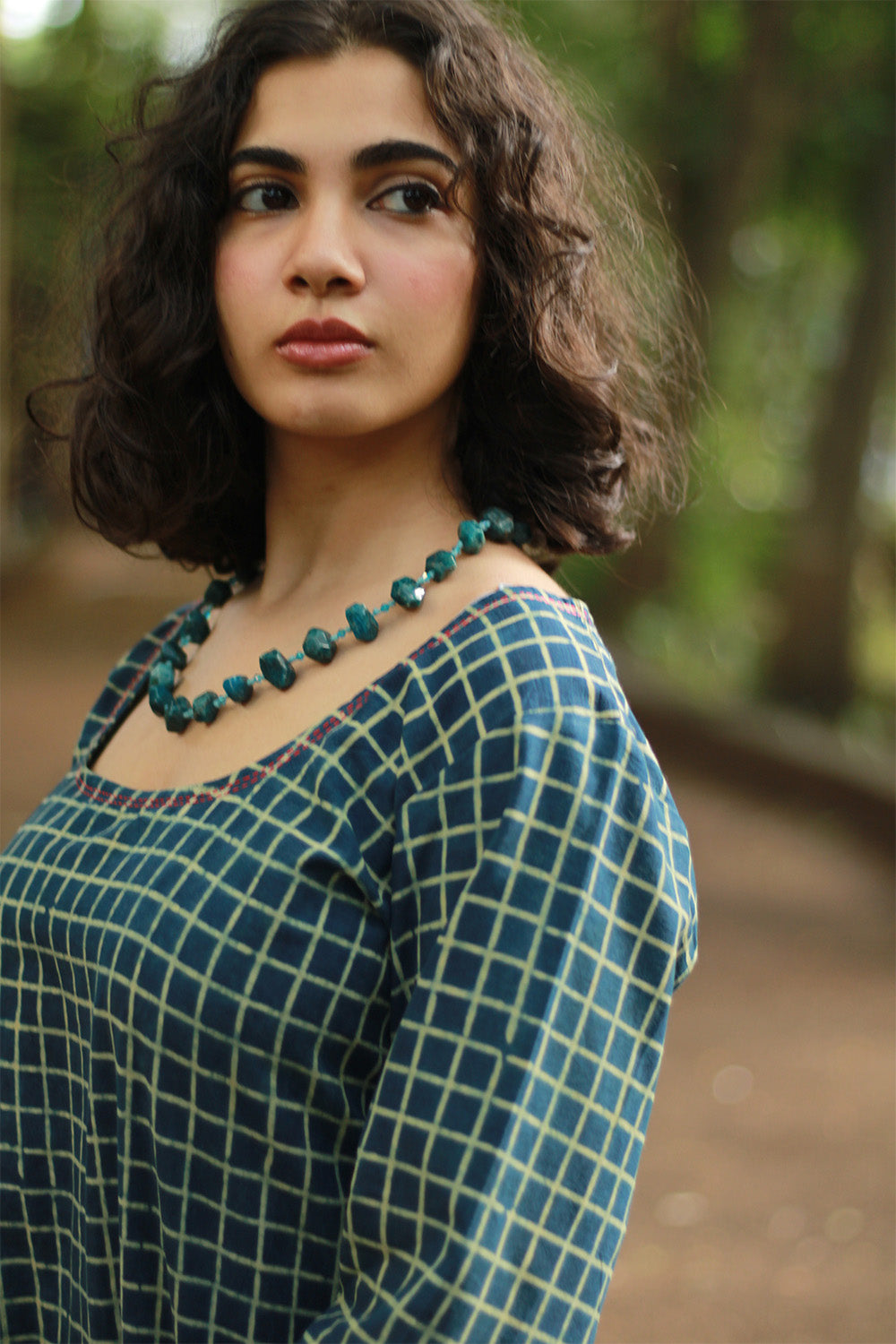 Abhira | Long Kurta | Sea Green Ajrakh