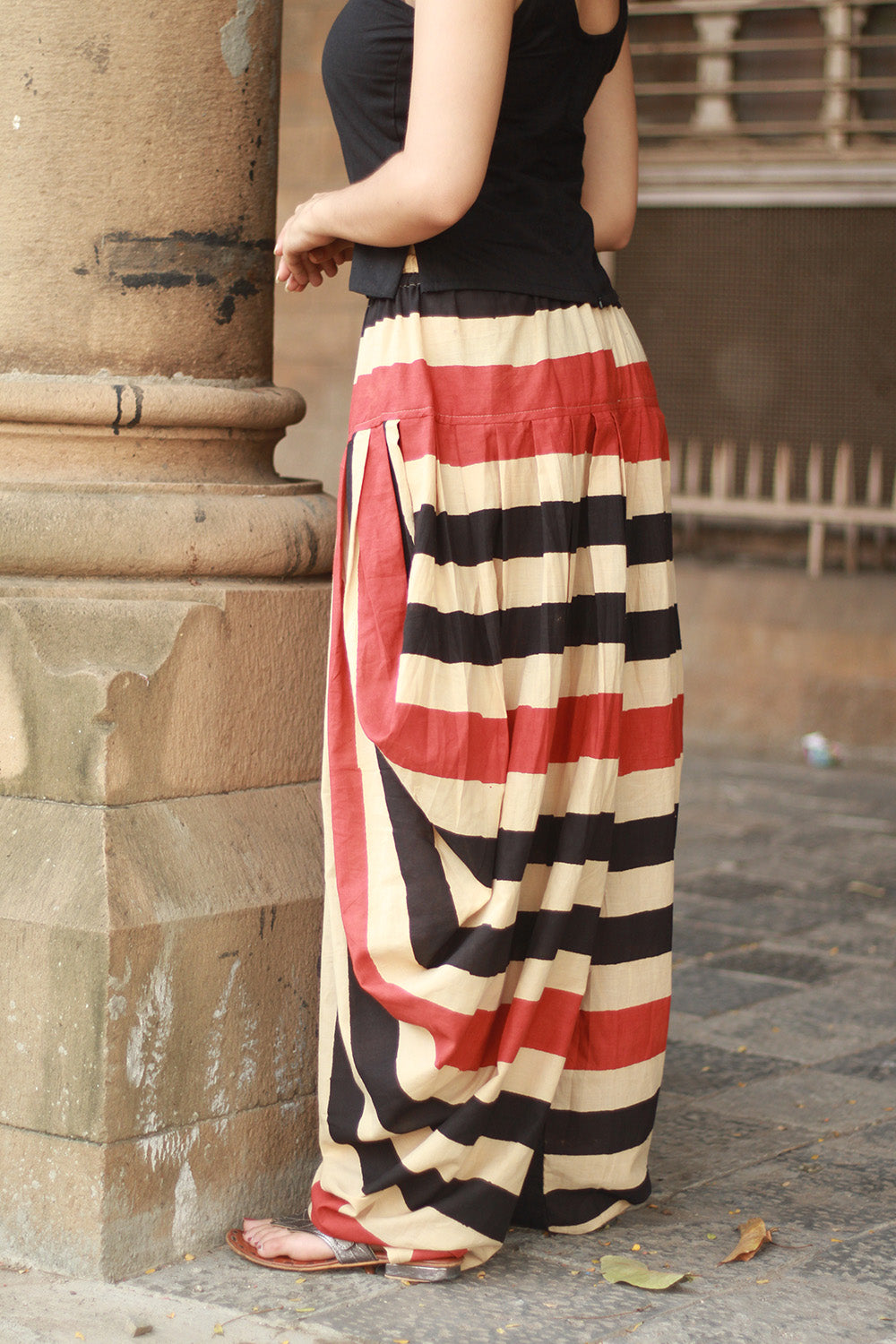 Maskhari | Draped Patiala Pants | Striped Bagru