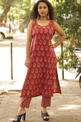 Pranava | Slim Pants | Madder Ajrakh Stripes