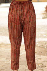 Pranava | Slim Pants | Madder Ajrakh Stripes