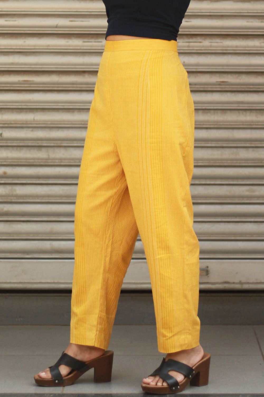 Pranava | Slim Pants | Yellow Kantha