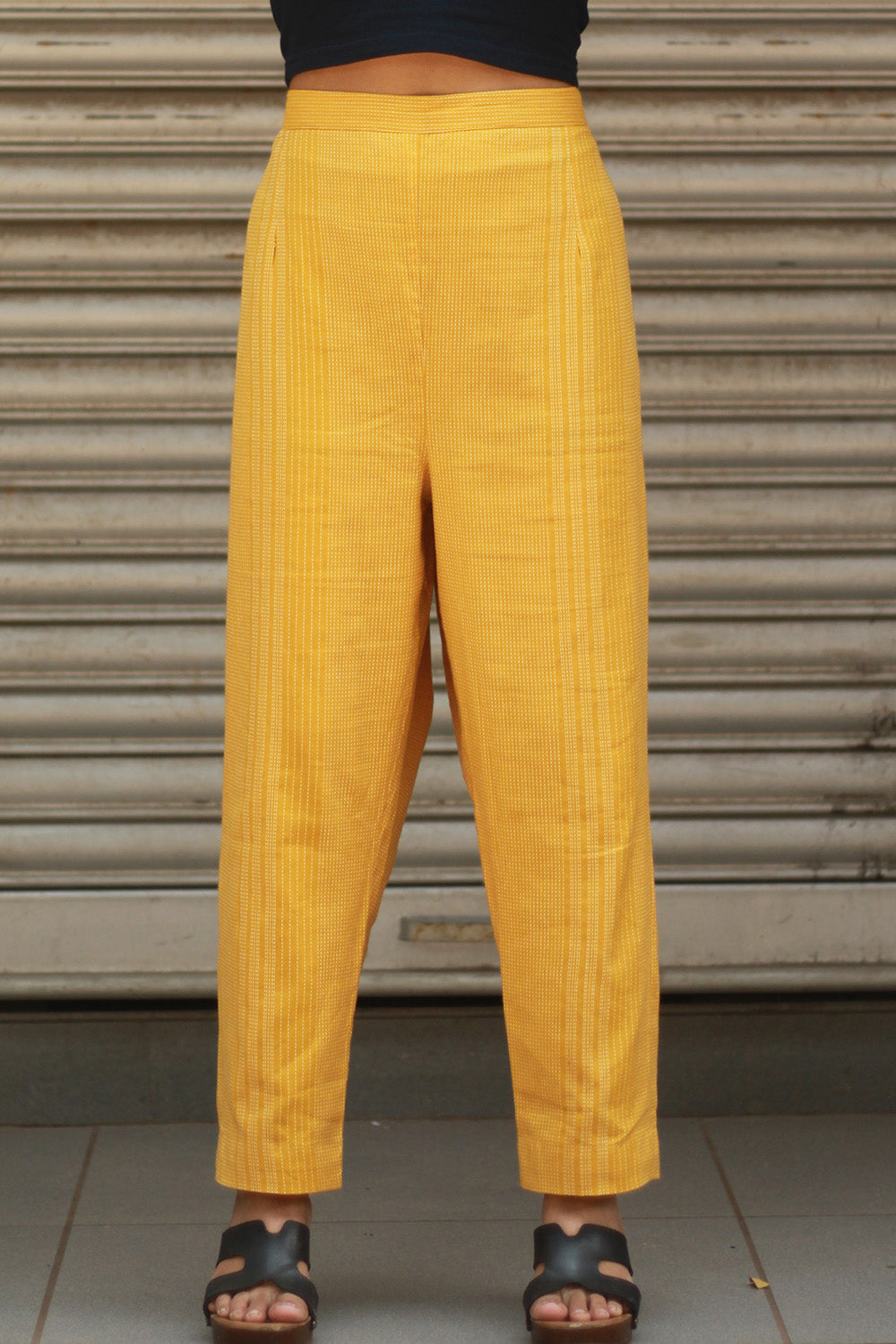 Pranava | Slim Pants | Yellow Kantha