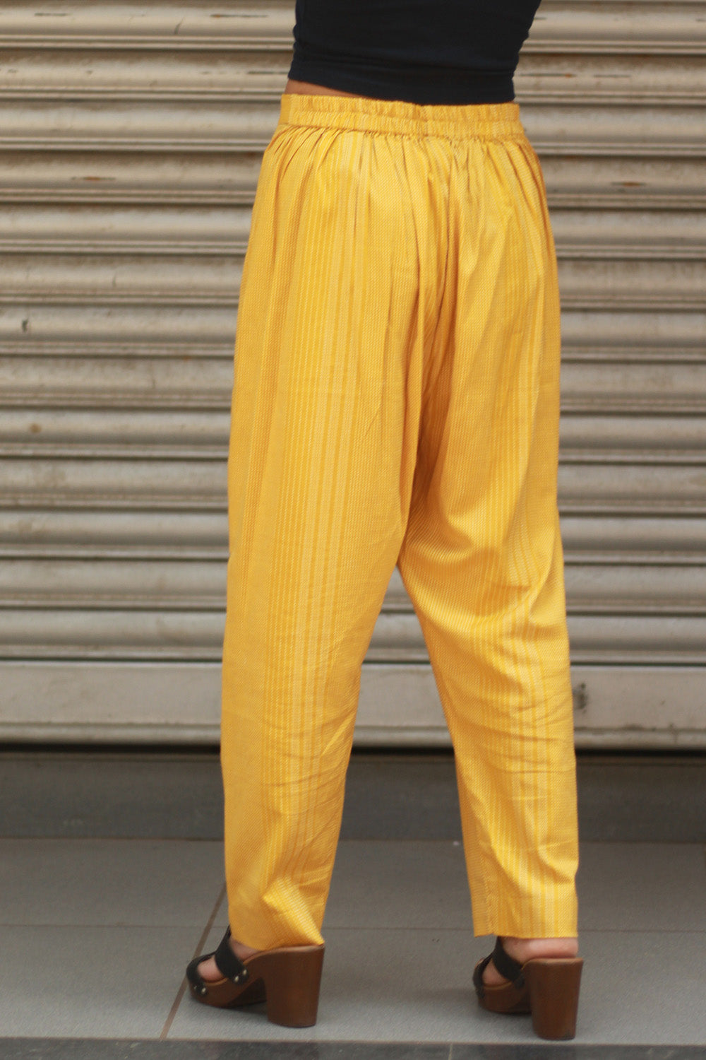 Pranava | Slim Pants | Yellow Kantha