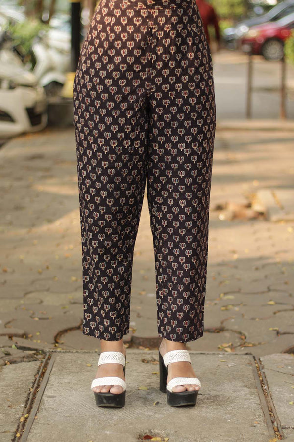Pranava | Slim Pants | Noir Lotus Ajrakh