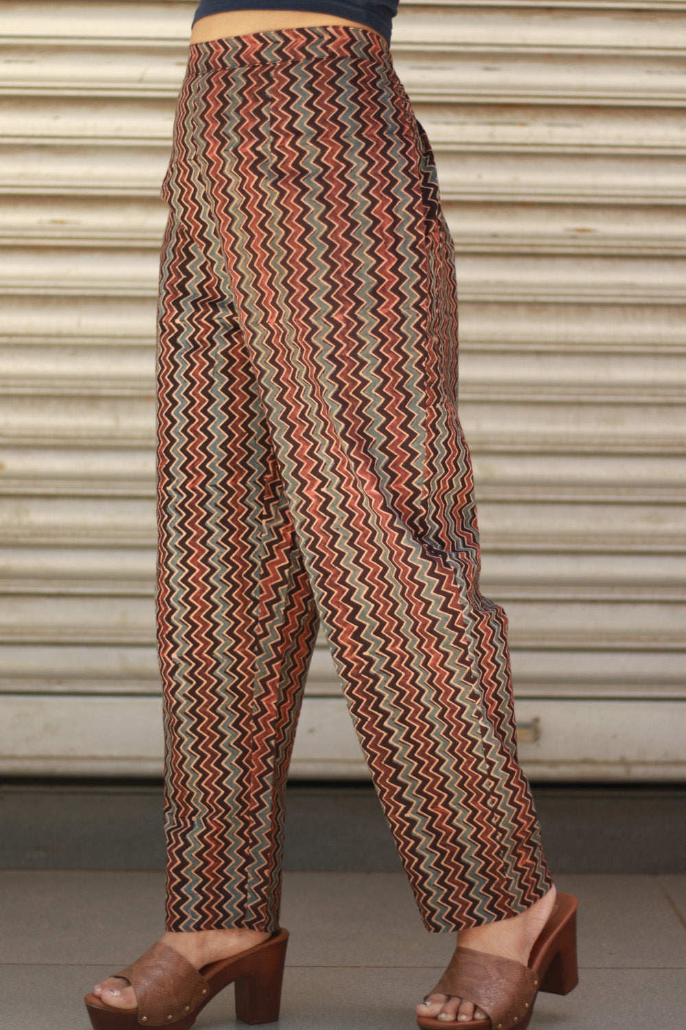 Pranava | Slim Pants | Noir Chevron Ajrakh