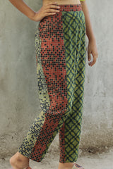Pranava | Slim Pants | Multicolor Checks Ajrakh