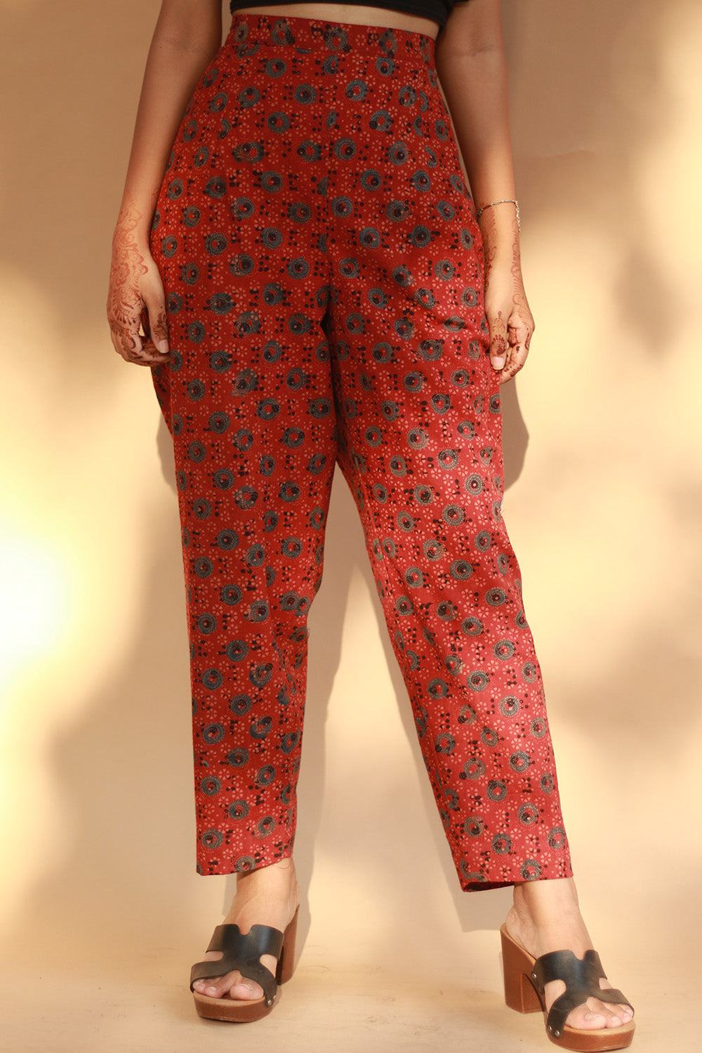 Pranava | Slim Pants | Madder Floral Ajrakh