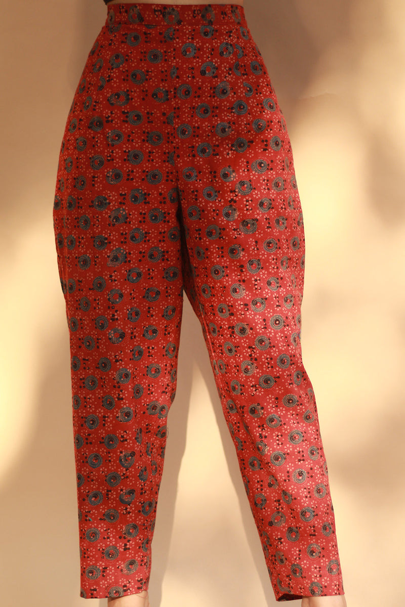 Pranava | Slim Pants | Madder Floral Ajrakh