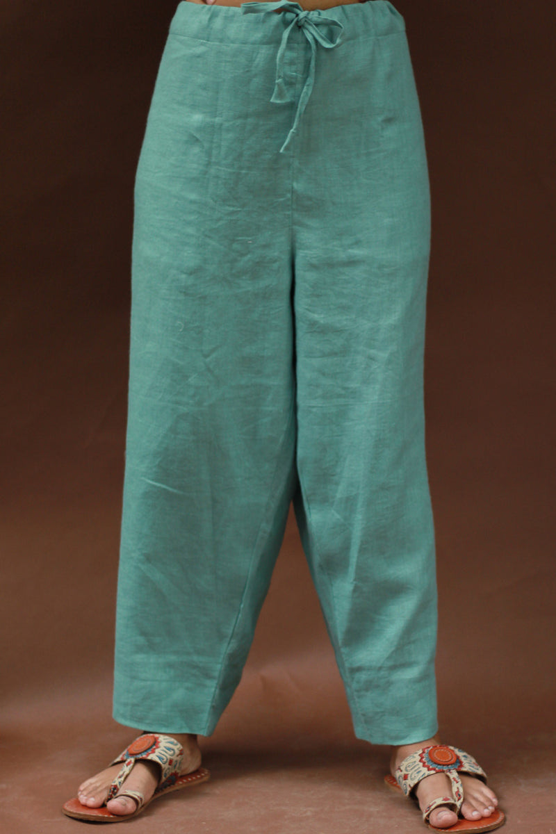 Saumya | Wide Leg Pants | Linen | Teal