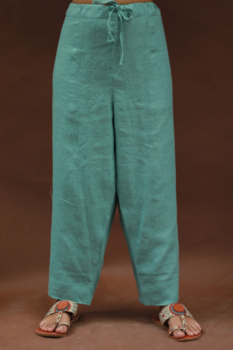 Saumya | Wide Leg Pants | Linen | Teal