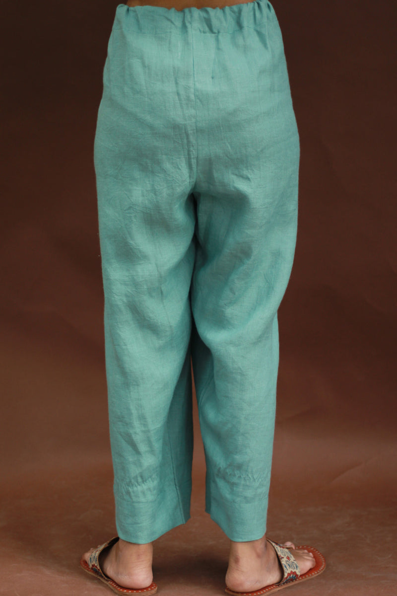 Saumya | Wide Leg Pants | Linen | Teal