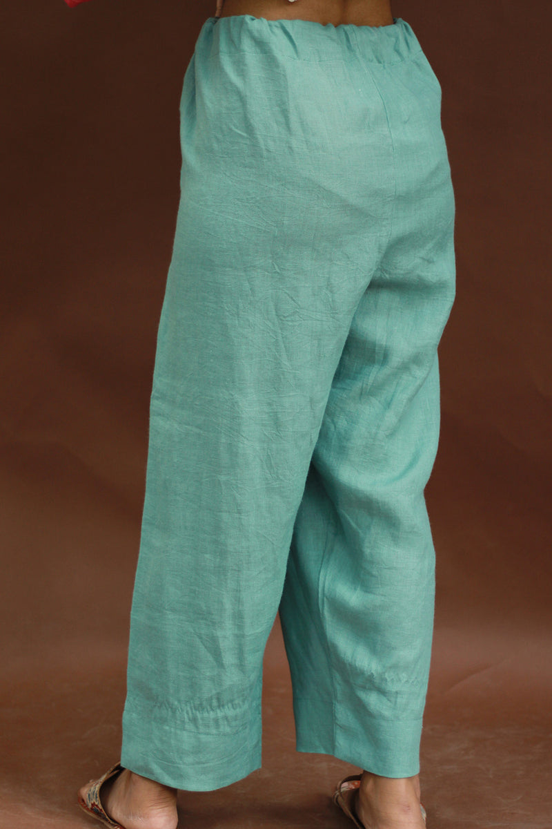 Saumya | Wide Leg Pants | Linen | Teal