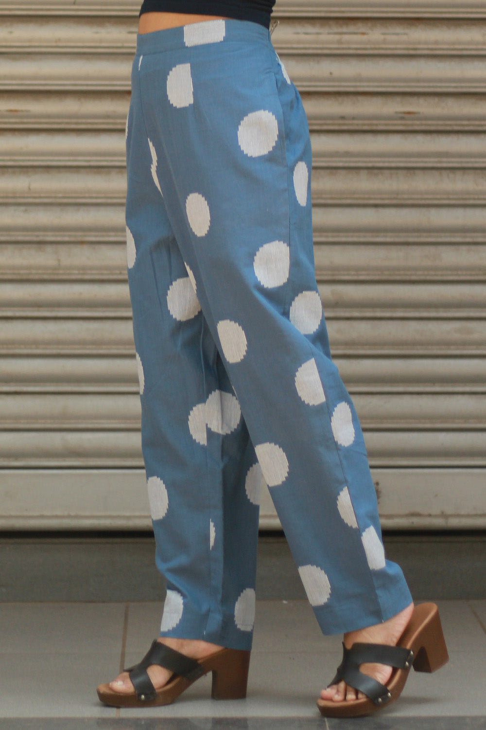 Pranava | Slim Pants | Blue Polka