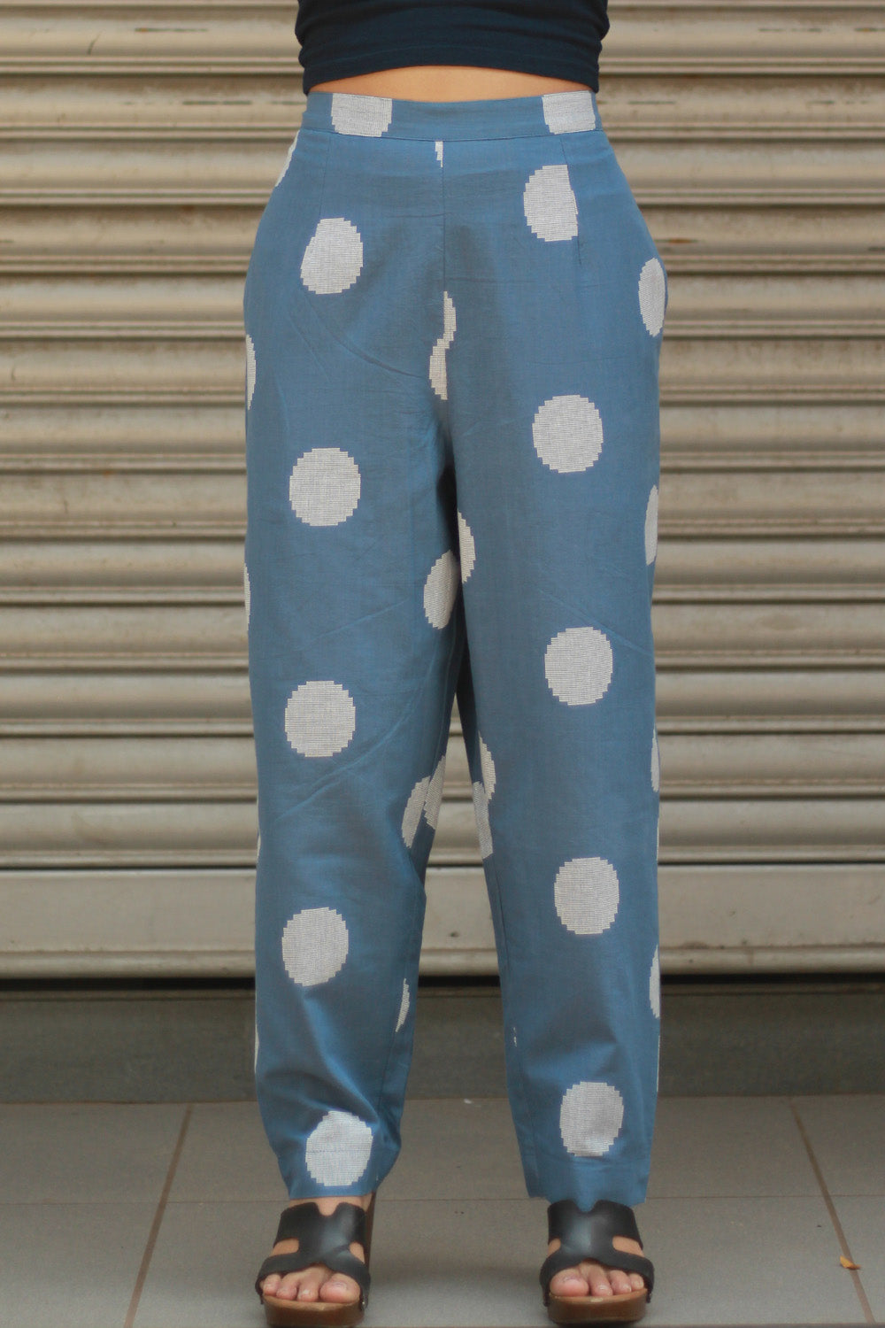 Pranava | Slim Pants | Blue Polka