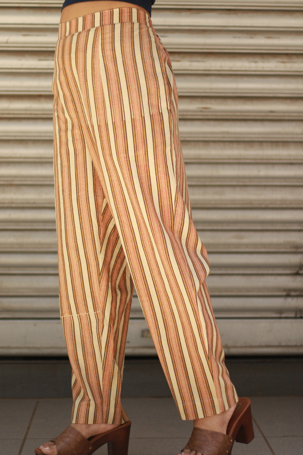 Pranava | Slim Pants | Striped Bagru