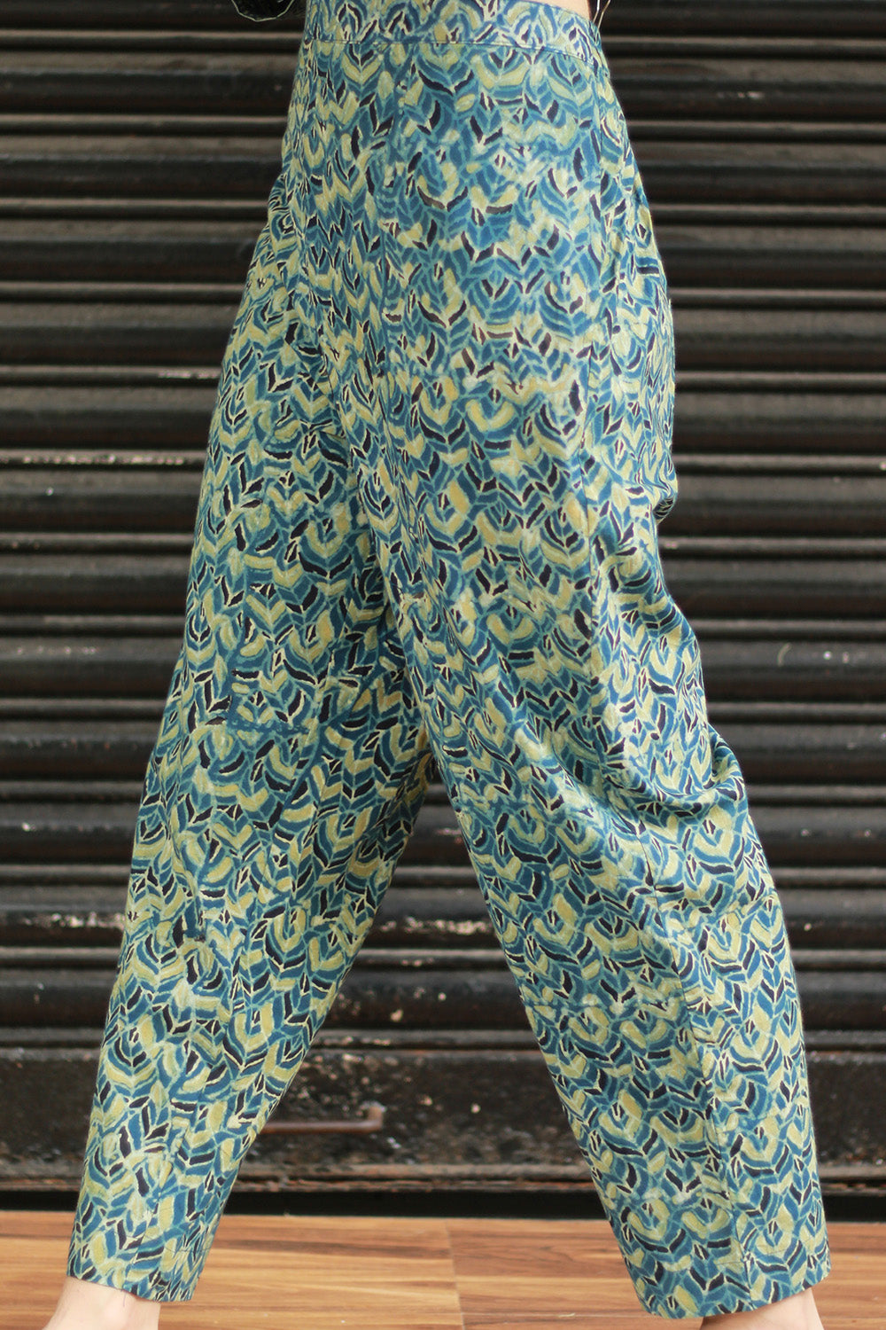 Pranava | Slim Pants | Sea Green Ajrakh