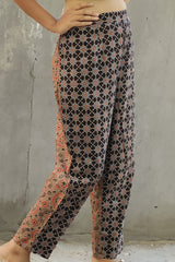 Pranava | Slim Pants |  Noir Trellis & Cinnamon Universe Ajrakh