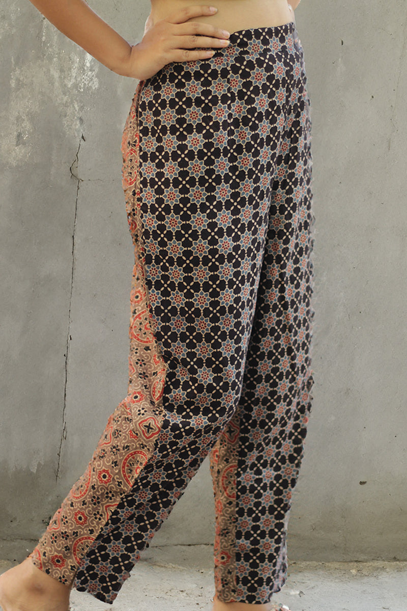 Pranava | Slim Pants |  Noir Trellis & Cinnamon Universe Ajrakh