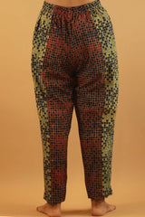 Pranava | Slim Pants | Multicolor Checks Ajrakh