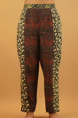 Pranava | Slim Pants | Multicolor Checks Ajrakh