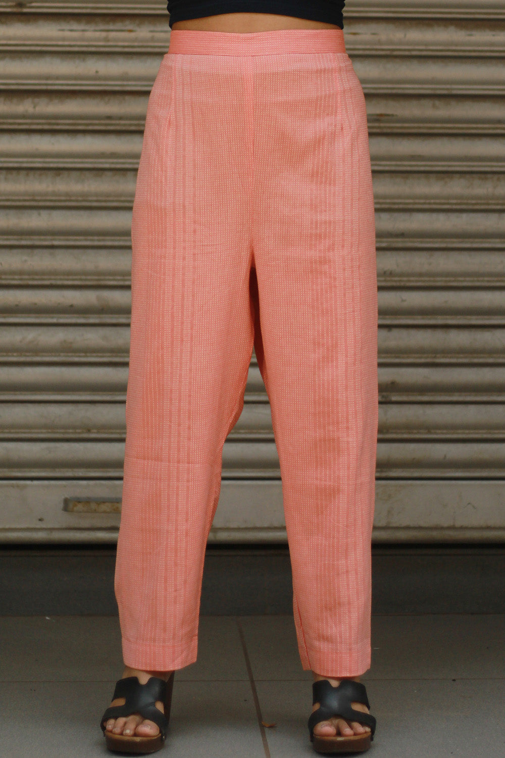 Pranava | Slim Pants | Peach Kantha