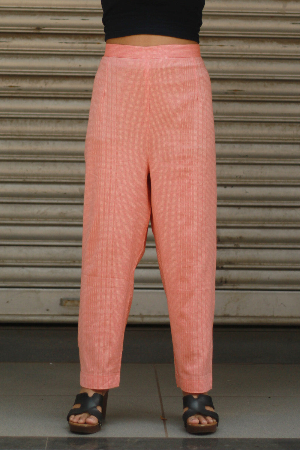 Pranava | Slim Pants | Peach Kantha
