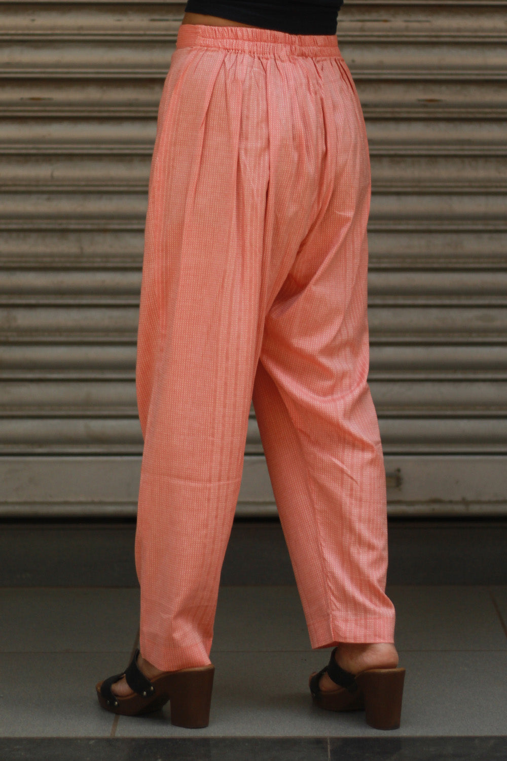 Pranava | Slim Pants | Peach Kantha