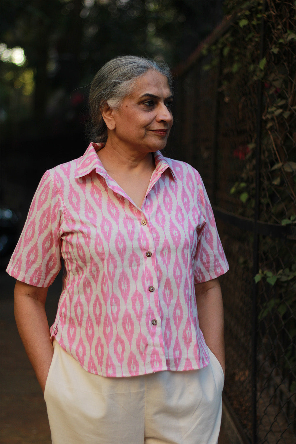 Dhoop - Chhaon | Cotton Shirt | Pink Ikkat