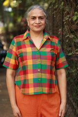 Dhoop - Chhaon | Cotton Shirt | Yellow Madras Checks