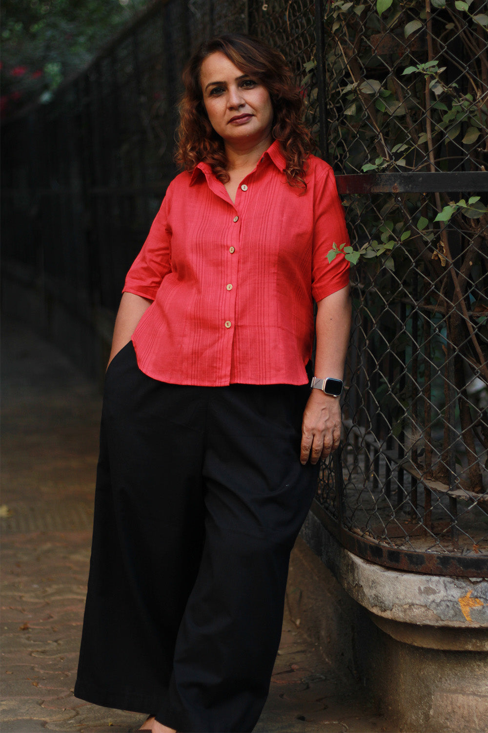 Dhoop - Chhaon | Cotton Shirt | Coral