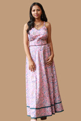 Tarangini | Kalidar Skirt | Sanganeri Floral Pink
