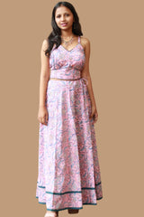 Tarangini | Kalidar Skirt | Sanganeri Floral Pink