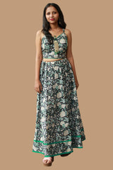 Tarangini | Kalidar Skirt | Sanganeri Floral Black