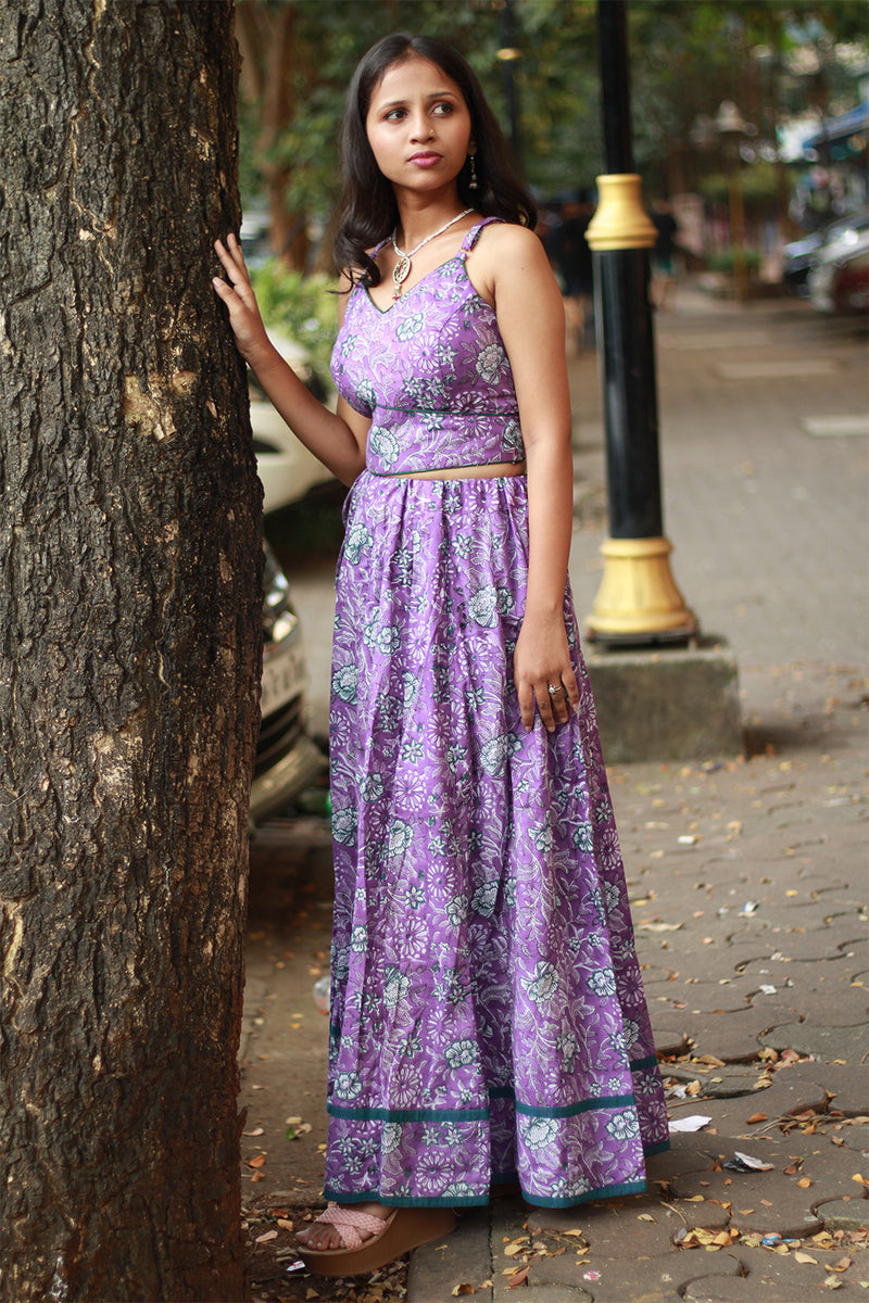 Tarangini | Kalidar Skirt | Sanganeri Purple