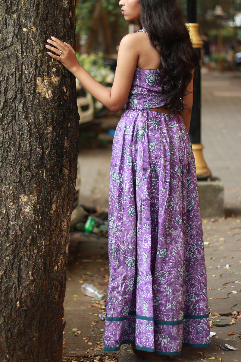 Tarangini | Kalidar Skirt | Sanganeri Purple