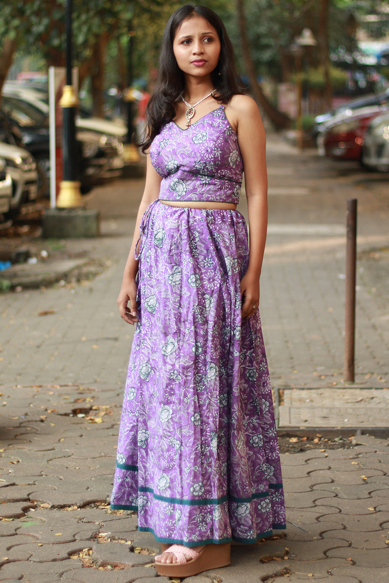 Tarangini | Kalidar Skirt | Sanganeri Purple
