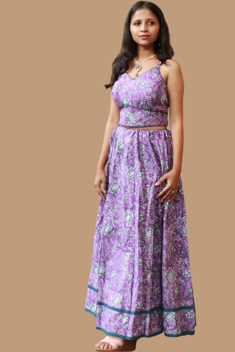 Tarangini | Kalidar Skirt | Sanganeri Purple
