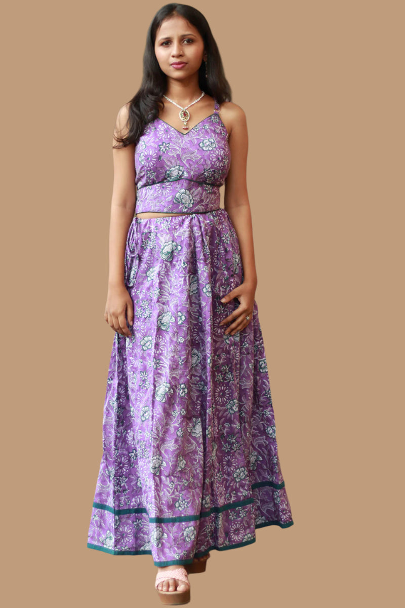 Tarangini | Kalidar Skirt | Sanganeri Purple
