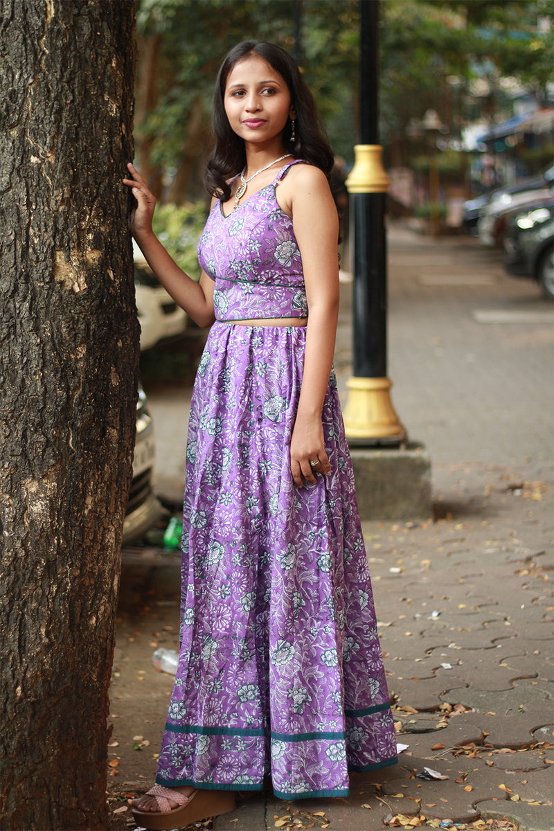 Tarangini | Kalidar Skirt | Sanganeri Purple