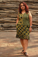 Manchali | Short Skirt | Green Ajrakh Shatkon