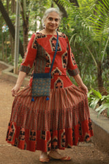 Ghumar | Tiered Long Skirt | Madder Ajrakh Medley