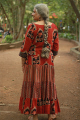Ghumar | Tiered Long Skirt | Madder Ajrakh Medley