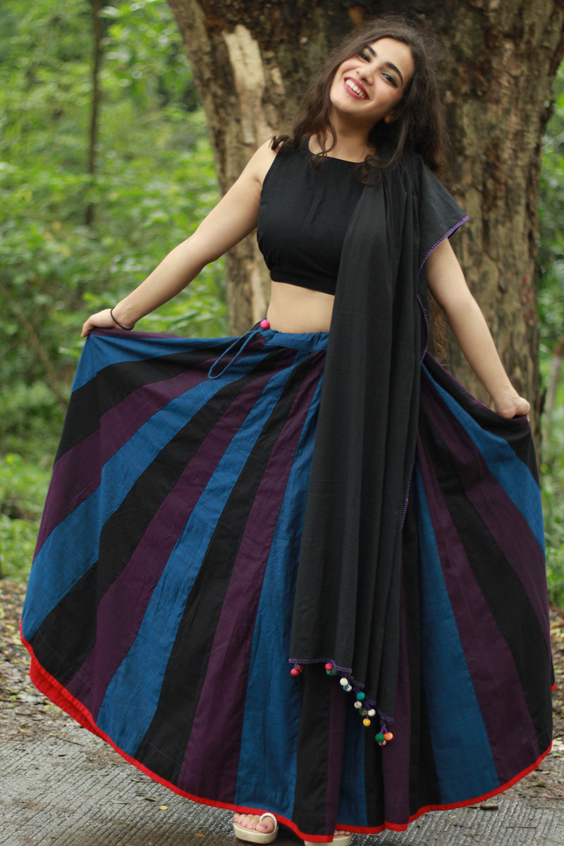 Kaari | Kalidar Skirt | Multicolour Stripes