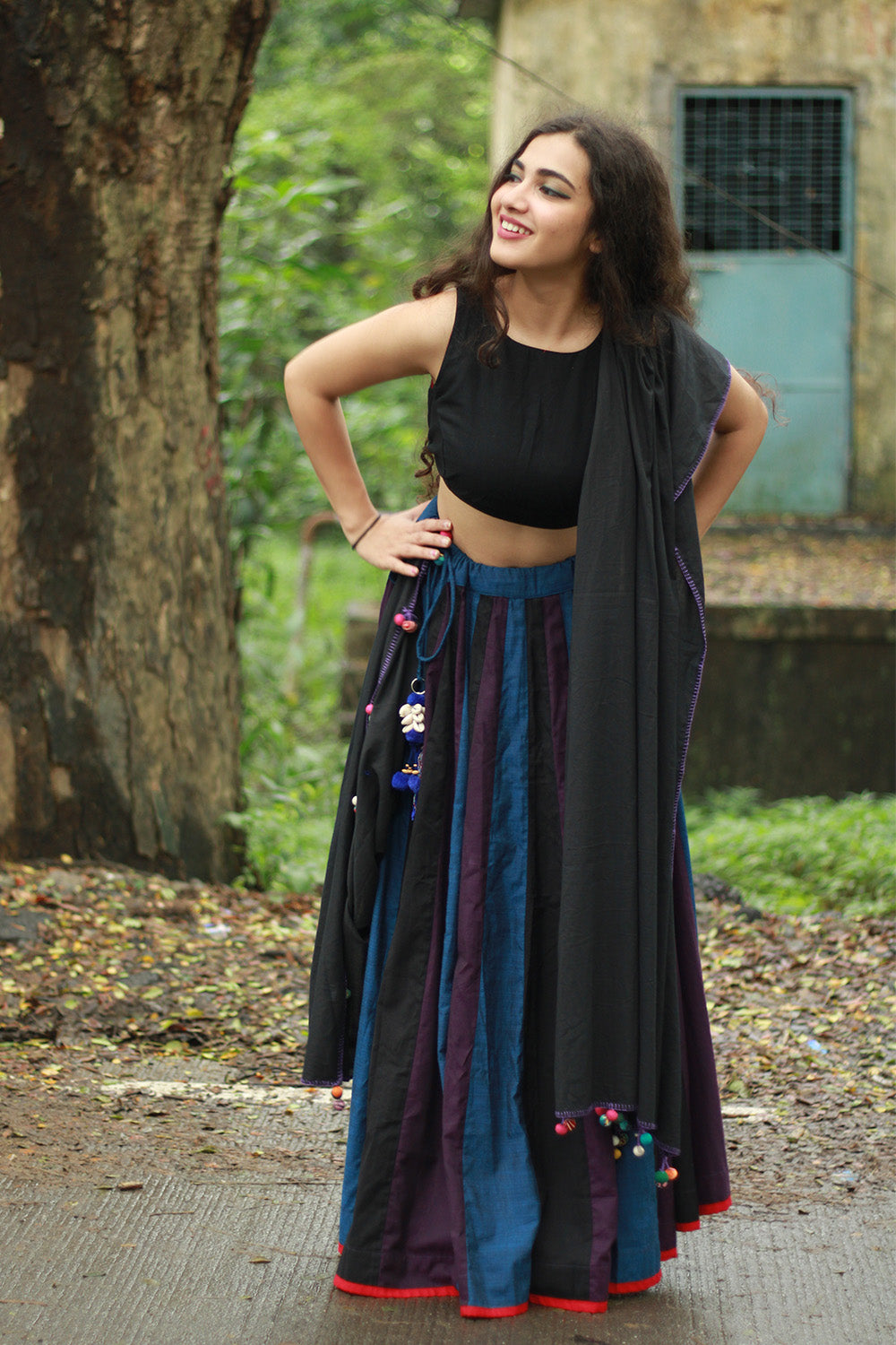 Kaari | Kalidar Skirt | Multicolour Stripes