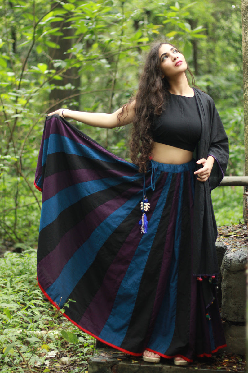 Kaari | Kalidar Skirt | Multicolour Stripes