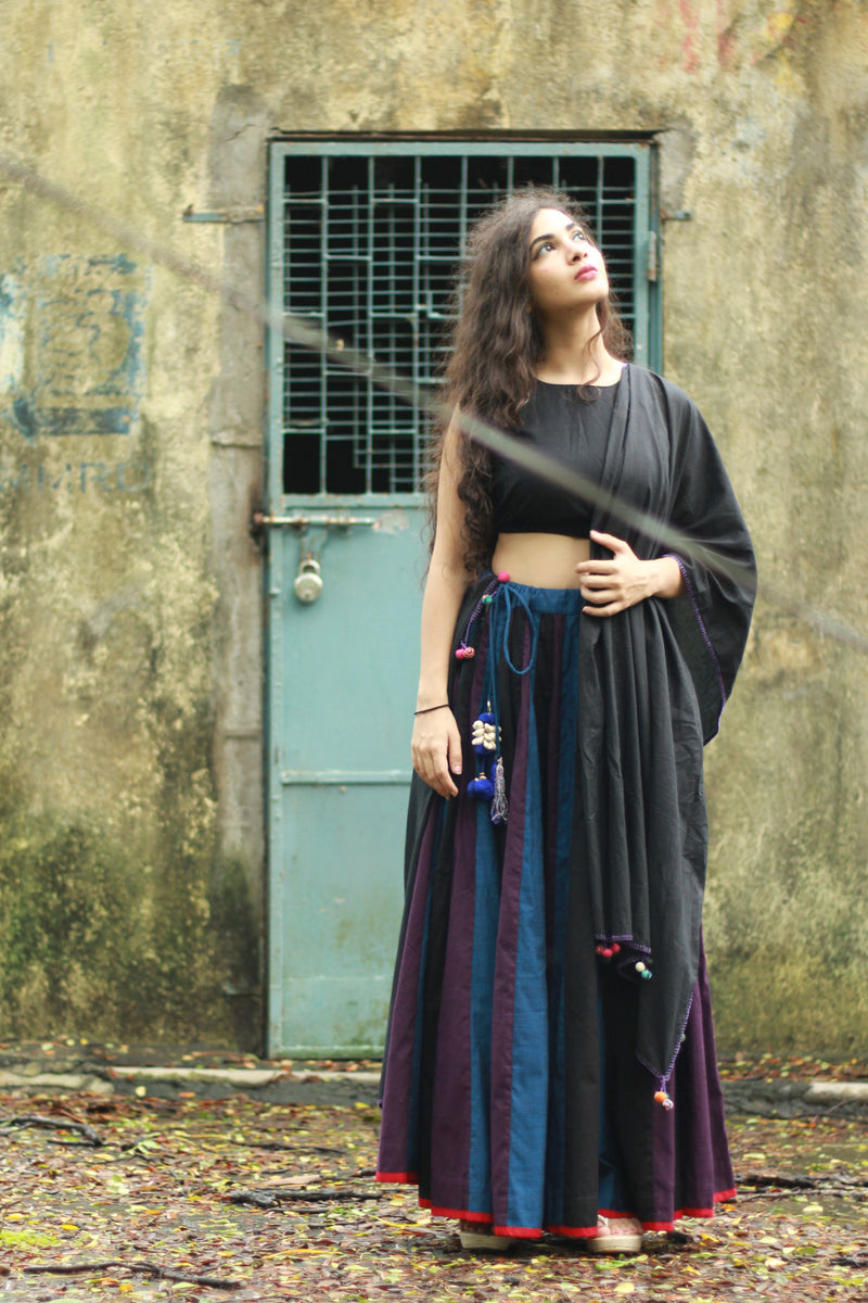Kaari | Kalidar Skirt | Multicolour Stripes