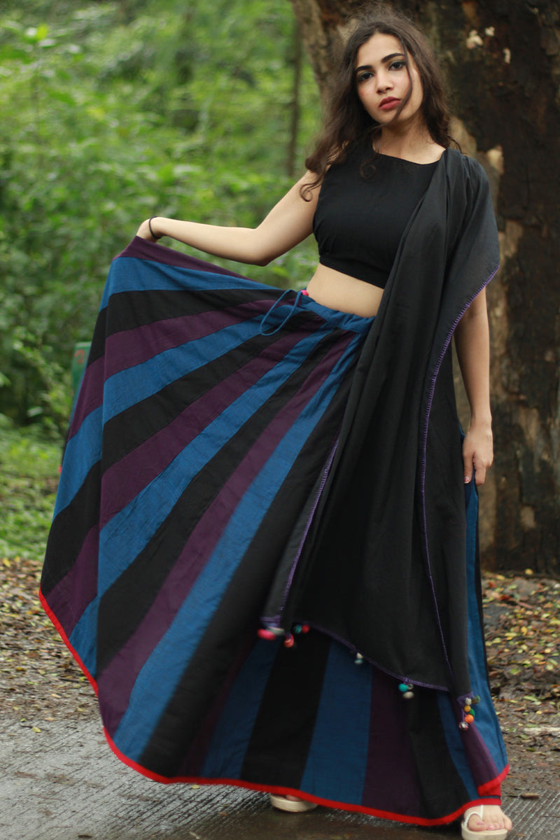 Kaari | Kalidar Skirt | Multicolour Stripes