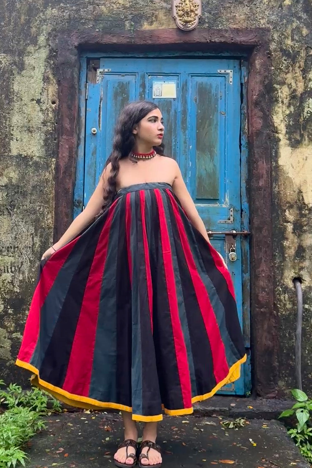 Kaari | Kalidar Skirt | Multicolour Stripes