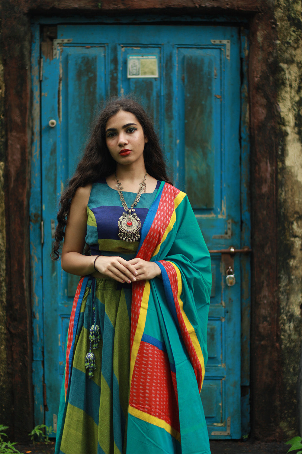 Baavri | Umbrella Skirt | Multicolour Stripes